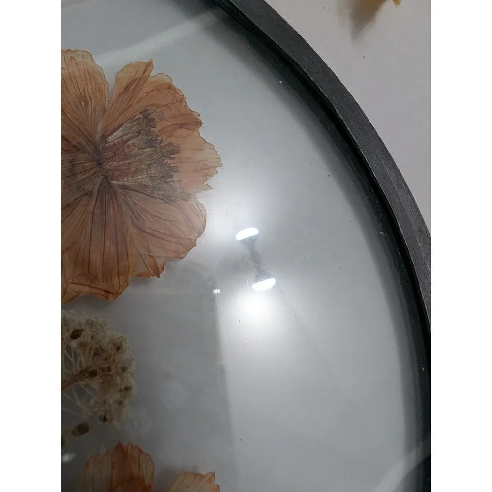 Dried Press Flowers German Metal & Glass Round sun catcher boho cottagecore